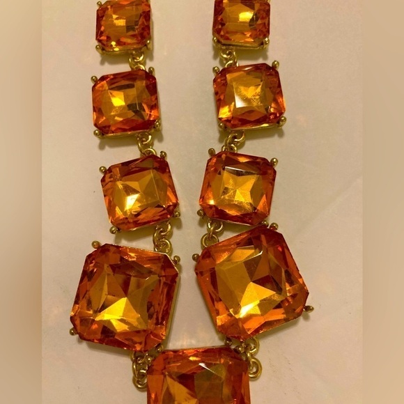 VINTAGE STUNNING orange topaz color necklace and earring set.​​ - Picture 5 of 16